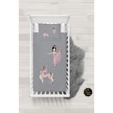 Talia Home Siyah Saçlı Balerin Kız Bebek Nevresim Takımı Çarşaflı TLABN-266 - Gri - 100 x 150 cm
