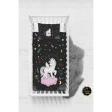 Talia Home Siyah Unicorn Desenli Bebek Nevresim Takımı Çarşaflı TLABN-077 - 100 x 150 cm