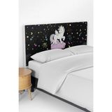 Talia Home Siyah Unicorn Desenli Çocuk Odası Yatak Baza Başlık Kılıfı TLABK-077 - Renkli - 90 x 70 cm