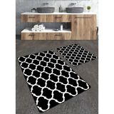 Talia Home Siyah Zeminli Digital Baskılı 2'li Büyük Boy Banyo Paspas Seti