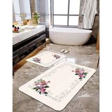 Talia Home Soft Çiçek Desenli 2'li Büyük Boy Banyo Paspas Seti - Krem