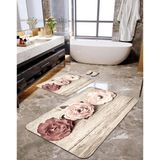 Talia Home Soft Digital Baskılı 2'li Banyo Paspas Seti TLAHMP-077 - Krem