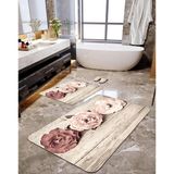 Talia Home Soft Digital Baskılı 2'li Büyük Boy Banyo Paspas Seti - Krem