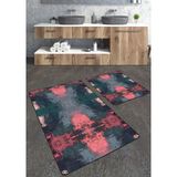 Talia Home Soft Eskitme Desenli 2'li Banyo Paspas Seti TLAHMP-140 - Pembe