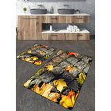 Talia Home Sonbahar Yaprak Desenli 2'li Banyo Paspas Seti TLAHMP-102 - Sarı