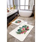 Talia Home Summer Desenli 2'li Büyük Boy Banyo Paspas Seti - Beyaz