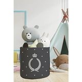 Talia Home Taç Desenli Gri Keçe Çocuk ve Bebek Odası Düzenleyici Oyuncak Sepeti TLAS-035