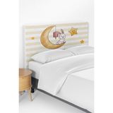 Talia Home Tavşan Ay Yıldız Desenli Çocuk Odası Yatak Baza Başlık Kılıfı TLABK-148 - Renkli - 120 x 120 cm
