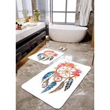 Talia Home Tüylü Çelenk Desenli 2'li Banyo Paspas Seti TLAHMP-108 - Beyaz