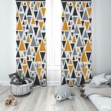 Talia Home Üçgen Desenli Çocuk ve Bebek Odası Fon Perdesi 2 Kanat TLA-282 - 140 x 260 cm - Turuncu