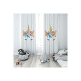 Talia Home Unicornlu Kız Çocuk Ve Bebek Odası Fon Perdesi 2 Kanat Tla-241