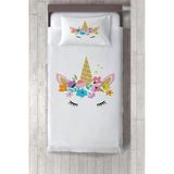 Talia Home unicornlu Kız Çocuk ve Bebek Odası Yatak Örtüsü TLAY-241 - 379 x 220 cm - Beyaz