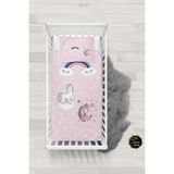 Talia Home Unicorn'lu Prenses'li Desenli Bebek Nevresim Takımı Çarşaflı TLABN-281 - Pembe - 100 x 150 cm