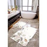 Talia Home Yaprak Desenli 2'li Banyo Paspas Seti TLAHMP-258 - Beyaz