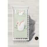 Talia Home Yeşil Kuğu Desenli Bebek Nevresim Takımı Çarşaflı TLABN-221 - 100 x 150 cm