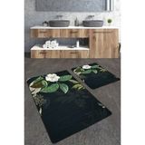 Talia Home Yeşil Yaprak Desenli 2'li Banyo Paspas Seti TLAHMP-252