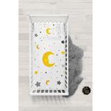 Talia Home Yıldız ve Ay Desenli Bebek Nevresim Takımı Çarşaflı TLABN-250 - Beyaz - 100 x 150 cm
