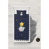 Talia Home Yıldız ve Fil Desenli Bebek Nevresim Takımı Çarşaflı TLABN-027 - Lacivert - 100 x 150 cm