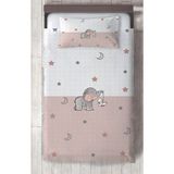 Talia Home Yıldızlı Fil Desenli Çocuk ve Bebek Odası Yatak Örtüsü - 159 x 220 cm - Pudra