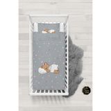 Talia Home Yıldızlı Sevimli Ayıcık Desenli Bebek Nevresim Takımı Çarşaflı TLABN-243 - Gri - 100 x 150 cm