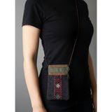 Talin Handmade El Dokuma Kürklü Çift Cepli Çanta | Etnik Desen Omuz Çantası - Model 3