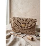 Talin Handmade Hasır El Çantası 16X22 cm | Çelik Kapamalı El Yapımı Örgü Clutch Çanta - 16 x 22 cm - Bej