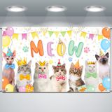 Tallew Kedi Mutlu Yıllar Zemin Meow Yavru Kedi Fotoğrafçılık Arka Plan Kedi Doğum Günü Partisi Malzemeleri Kedi Parti Süslemeleri Evcil Hayvanlar için Fotoğraf Arka Plan Kedi Sahibi Çocuklar Çocuklar Kedi