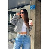 Tally Weijl Kadın Crop Ceket - Sjapesıchy - M - Siyah - Beyaz