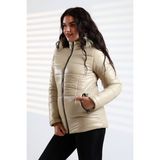 Tals Moda KADIN KAPİŞONU FERMUARLI SU VE RÜZGAR GEÇİRMEZ KAPİTONE MONT - Krem - XL