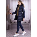 Tals Moda KADIN KAPÜŞONLU FERMUARLI MİCROJEL DOLUMLU PELUŞLU SU VE RÜZGAR GECİRMEZ MONTA - Lacivert - XL
