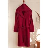 Talu Kapşonlu Kadın ve Erkek Bornoz %100 Pamuk | Dayanıklı | Hızlı Kuruma | Yumuşacık Konfor - 2XL - Bordo
