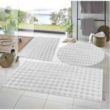 Talvora Home 3lu Kaymaz Taban Bubble Pelus Banyo Paspası Beyaz 50X50(YUVARLAK) 50X50 ve 50X70