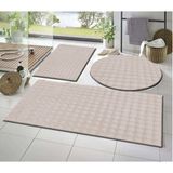 Talvora Home 3'lü Kaymaz Taban Bubble Peluş Banyo Paspası Vizon 50X50(YUVARLAK)-50X50 ve 50X70
