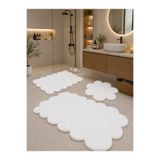 Talvora Home 3'Lü Set Kaymaz Taban Peluş Banyo Paspası 50x50 (yuvarlak papatya ) --50x60(LAZER)- -60x100 (LAZER)