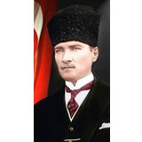 Talya Tablo Kalpaklı Atatürk Türk Bayrağı Kanvas Tablo no-2254-1 (50x100)