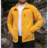 Tam Fermuarlı Dik Yaka Sarı Polar Hırka - XL
