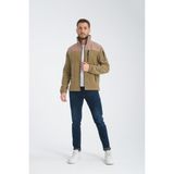 Tam Fermuarlı Softshell Garnili Polar Ceket - Bej