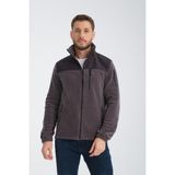 Tam Fermuarlı Softshell Garnili Polar Ceket - Füme - XL
