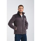 Tam Fermuarlı Softshell Garnili Polar Ceket - Füme