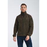 Tam Fermuarlı Softshell Garnili Polar Ceket - Haki - XL