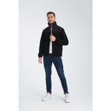 Tam Fermuarlı Softshell Garnili Polar Ceket - Siyah