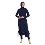 Tam Fermuarlı, Uzun Boy ve Paraşüt Kumaş Rahatlığı, Sade Tasarım Tam Kapalı Tesettür Mayo R027 Fatma Lacivert (Koyu Lacivert, M)