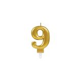 Tam İthalat 9 Rakamı Mum Gold Renk - Açık Gri - 1 Adet