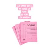 TAM KAPAK DOSYA A4 20X30 CM PEMBE 50 ADET LÜX MALZEME