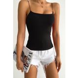Tam Moda Kadın Ip Askılı Bluz Siyah