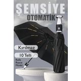 Tam Otomatik Roll Royce Model Şemsiye 10 Fiber Tel Rüzgarda Kırılmaz Şemsiye Siyah