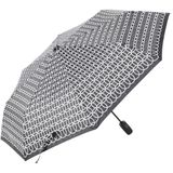 Tam Otomatik Şemsiye, Yuvarlak Desenli, Siyah Beyaz, 8 Telli, 100 cm Açık, Ponchi Kumaş, Rüzgar Karuma Özellikli