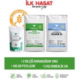 Tam Tarım Glutensiz Çiğ Karabuğday Unu 2 kg + Glutensiz Ekmeklik Un 2 kg + Organik Karnıyarık Otu Tozu 100 gr - 4 kg