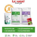 Tam Tarım (Glutensiz) Çiğ Karabuğday Unu 2 kg + Sorgum Unu 2 kg + Psyllium 100 gr + Kuru Maya - 4 kg