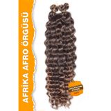 TAM TARZ AFRİKA AFRO DALGASI FİBER SENTETİK SAÇ - KOYU KESTANE/KARAMEL